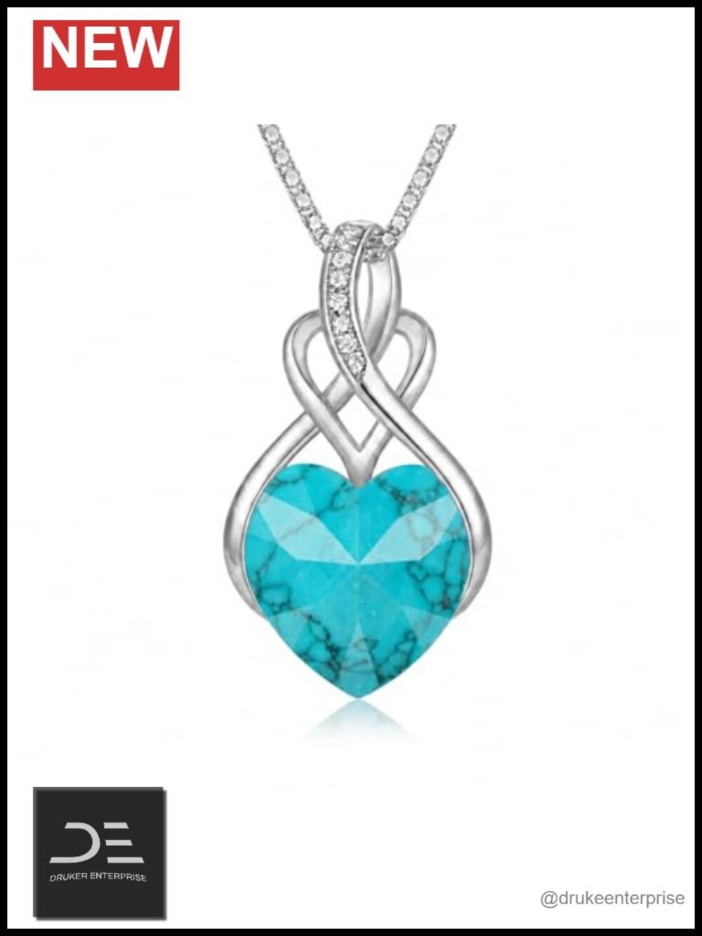 Infinity Heart Crystal Birthstone Pendant Necklace Women I Love You Forever